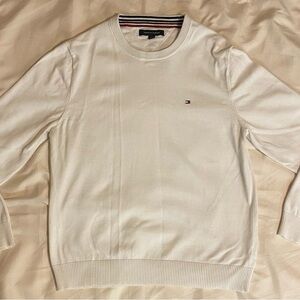 Tommy Hilfiger Men's Cream Crewneck Sweater Adult L 100% Cotton